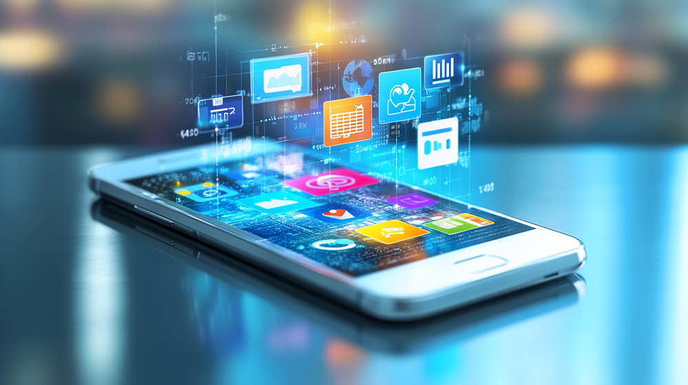 Smartphone mit Visualisierung einiger Apps